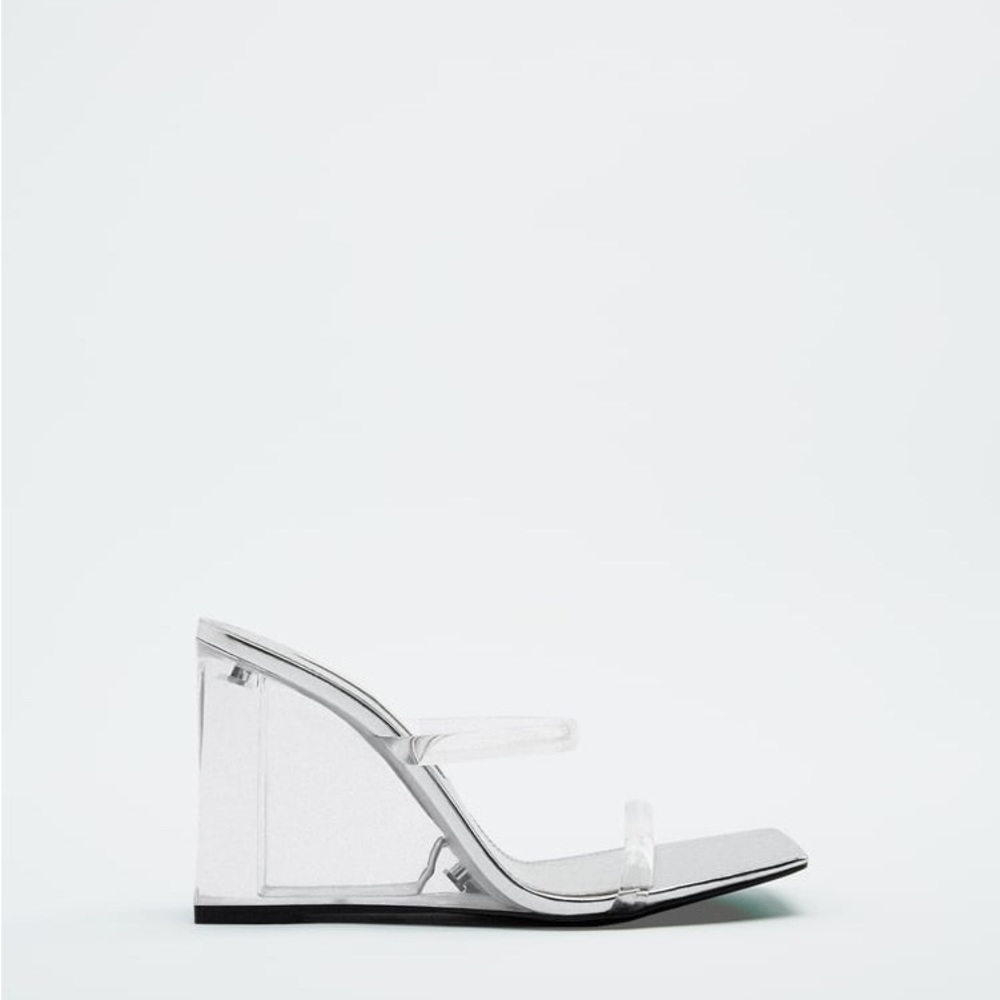 ZARA CHUNKY METHACRYLATE WEDGE SANDALS 6.5